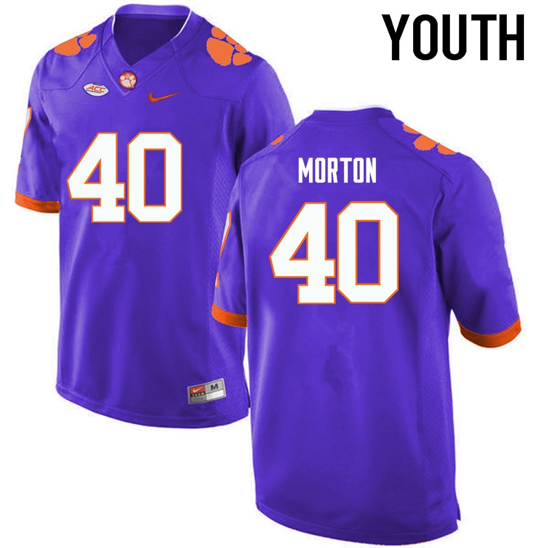 Youth Clemson Tigers #40 Hall Morton College Football Jerseys-Purple